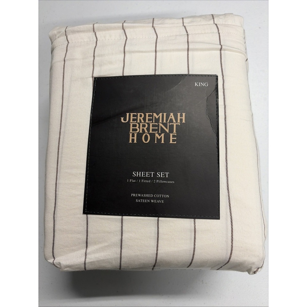 Jeremiah Brent Home Striped Cotton Sateen Sheet Set Size King